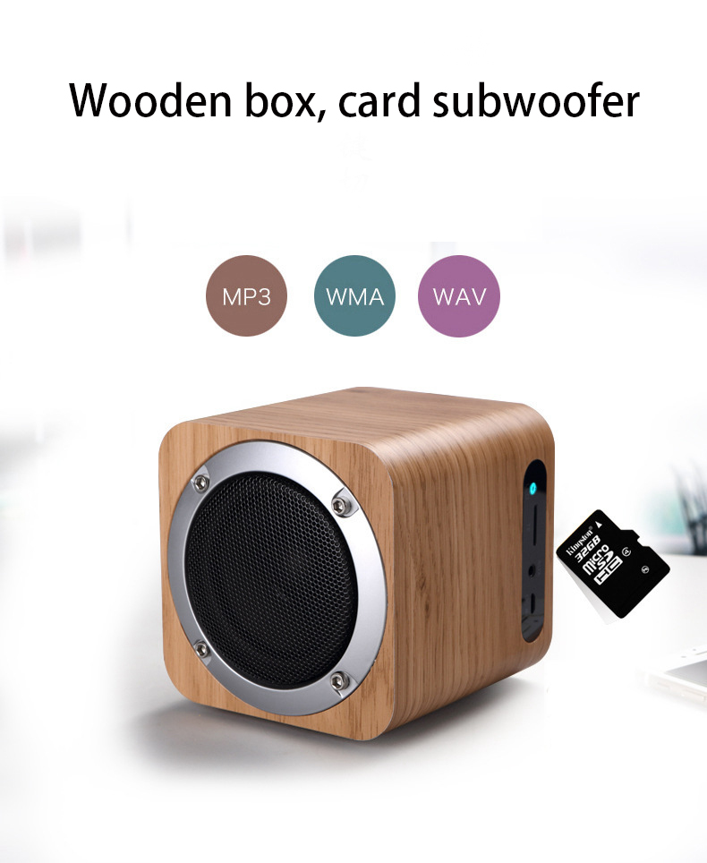 Mobile Phone Wireless Bluetooth Small Sound Portable Small Steel gun Woody Speaker Card Bass