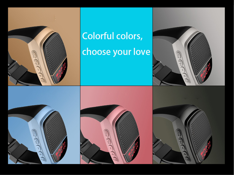 Outdoor Movement Wireless Bluetooth Speaker Watch Card With liquid crystal Display screen