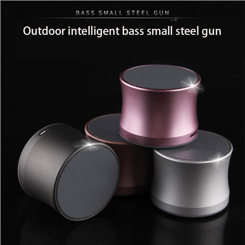 Bluetooth Speaker Mini Mobile phone Card Sound Portable Outdoor Intelligent Bass Small Steel Gun
