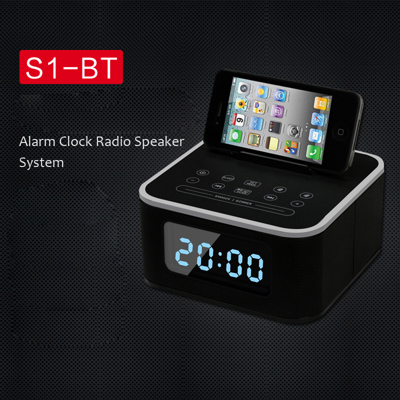 Wireless Bluetooth Speaker Intelligent Mobile Phone Base FM Radio Alarm Clock Mini Sound
