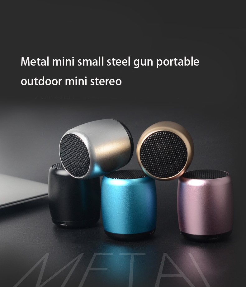 Wireless Bluetooth Speaker Bass Metal Mini Small Steel Gun Portable Outdoor Mini Sound
