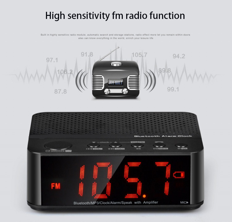 LED Display Screen Wireless Bluetooth Speaker Clock Bluetooth Sound Card Radio Computer Speaker