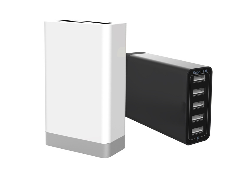 Intelligent Multifunction 5 Mouth usb Charger Intelligent Flat Mobile Phone Charge Plug
