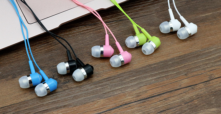 Color Crystal line Headset Computer Mobile Phone General Subwoofer Wire Control With Wheat Earplugs