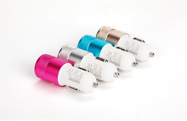 Metal Car Mobile phone Charger Mobile Phone Dual USB Car Charger Andrews Apple General