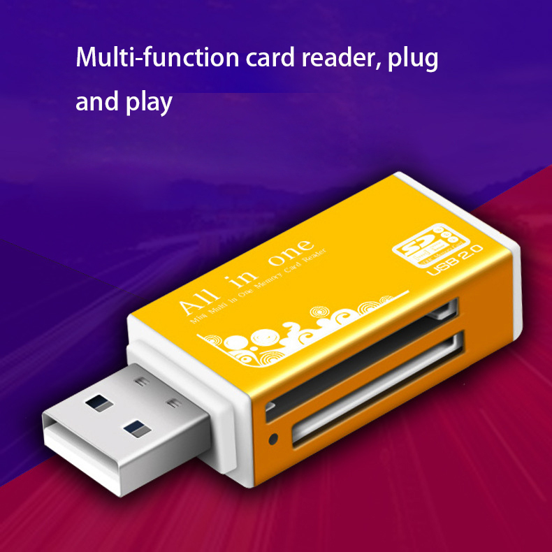 Aluminum alloy Card reader Multifunction 4 in 1 High speed SD TF M2 MS Card reader