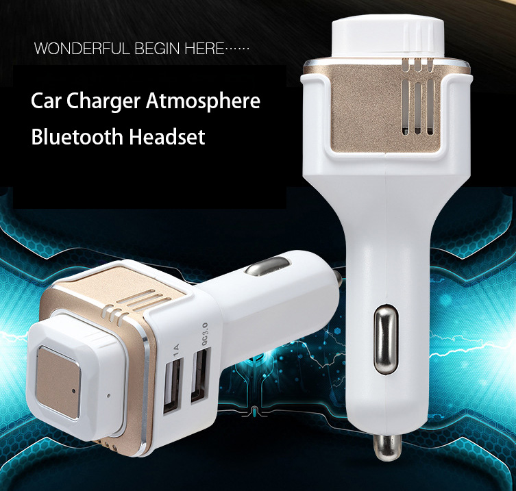 Multifunction Car Charger Car Atmosphere Lights Fast Charge Bluetooth Headset Charger
