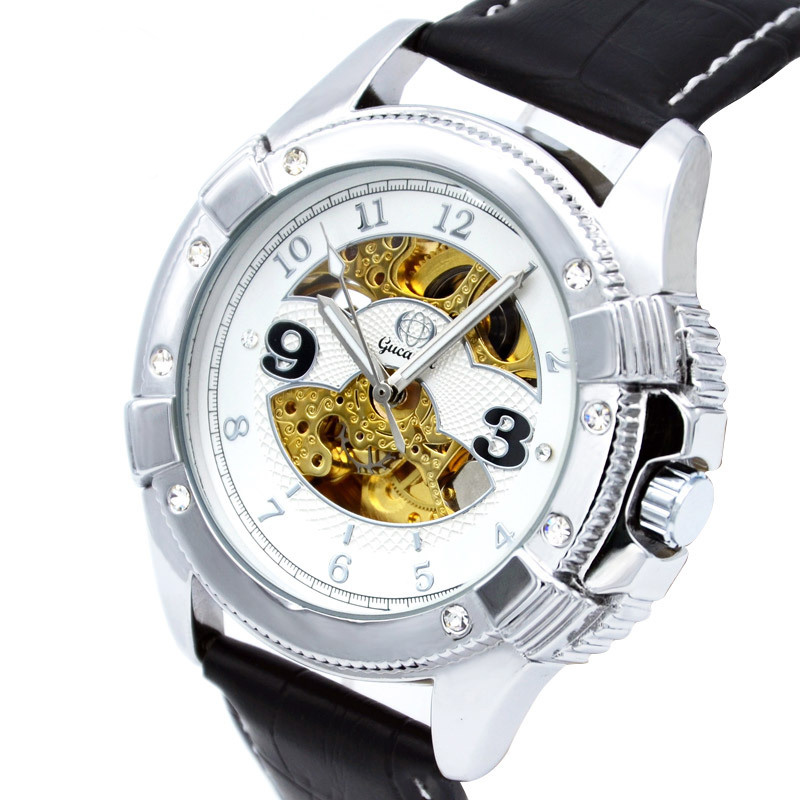 Upscale Hollow Watch Men Fashion Diamond Fully Automatic Watch Mechanical