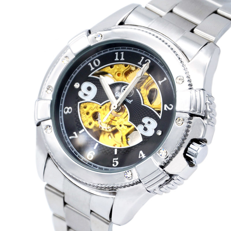 Upscale Hollow Watch Men Fashion Diamond Fully Automatic Watch Mechanical