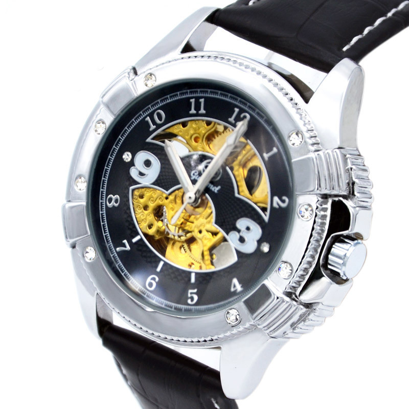 Upscale Hollow Watch Men Fashion Diamond Fully Automatic Watch Mechanical