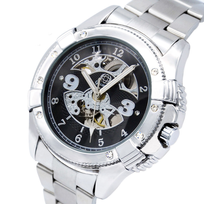 Upscale Hollow Watch Men Fashion Diamond Fully Automatic Watch Mechanical