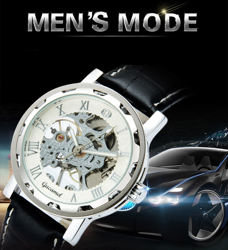 Men Hollow Mechanical Watch High Quality Steel strip Belt Watch Fully automatic mechanical Men Watch