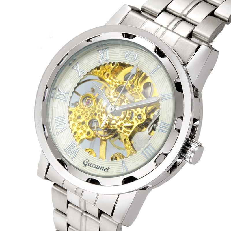 Men Hollow Mechanical Watch High Quality Steel strip Belt Watch Fully automatic mechanical Men Watch