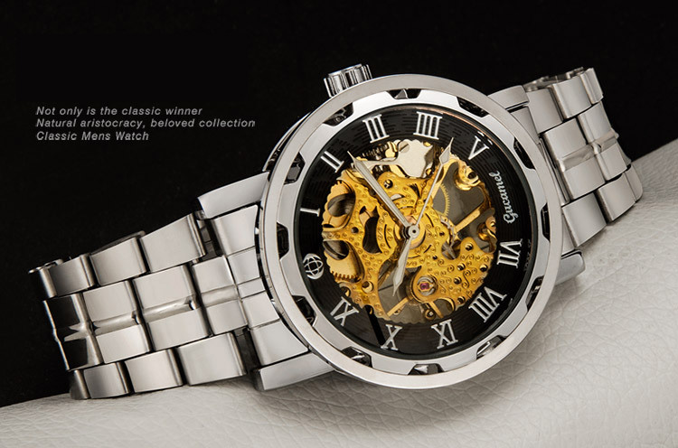 Men Hollow Mechanical Watch High Quality Steel strip Belt Watch Fully automatic mechanical Men Watch