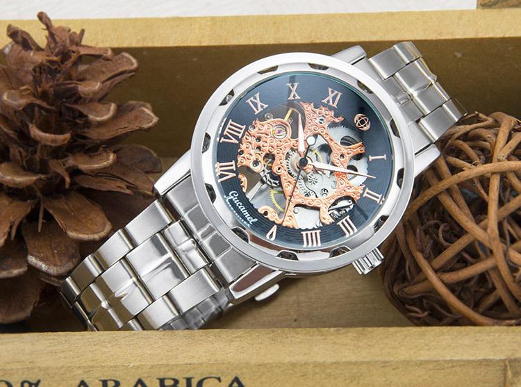 Men Hollow Mechanical Watch High Quality Steel strip Belt Watch Fully automatic mechanical Men Watch