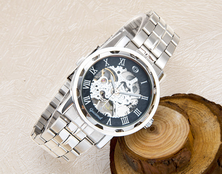 Men Hollow Mechanical Watch High Quality Steel strip Belt Watch Fully automatic mechanical Men Watch