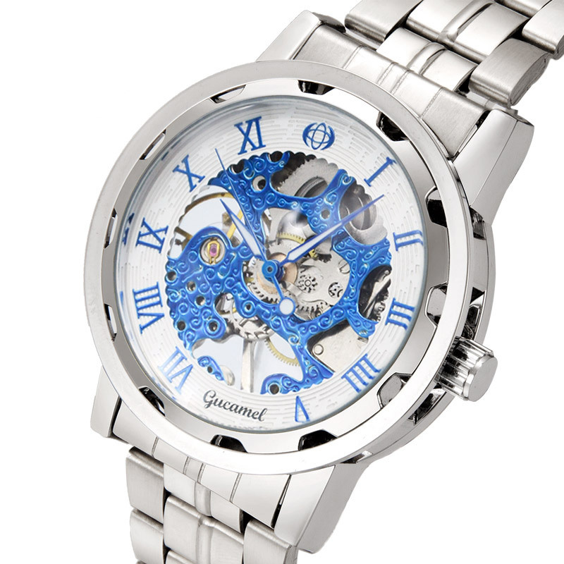 Men Hollow Mechanical Watch High Quality Steel strip Belt Watch Fully automatic mechanical Men Watch