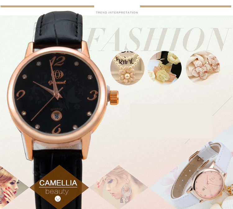 Ms quartz Watch High end fashion waterproof Genuine Leather Straps quartz Watch