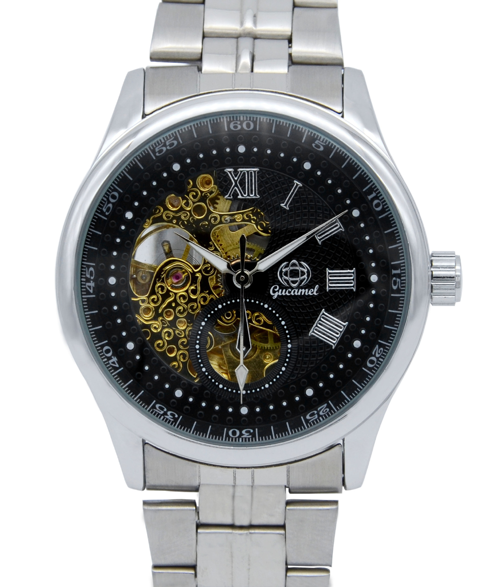 Upscale Fashion Business Steel Strip Belt Fully Automatic Hollow Mechanical Men Watch