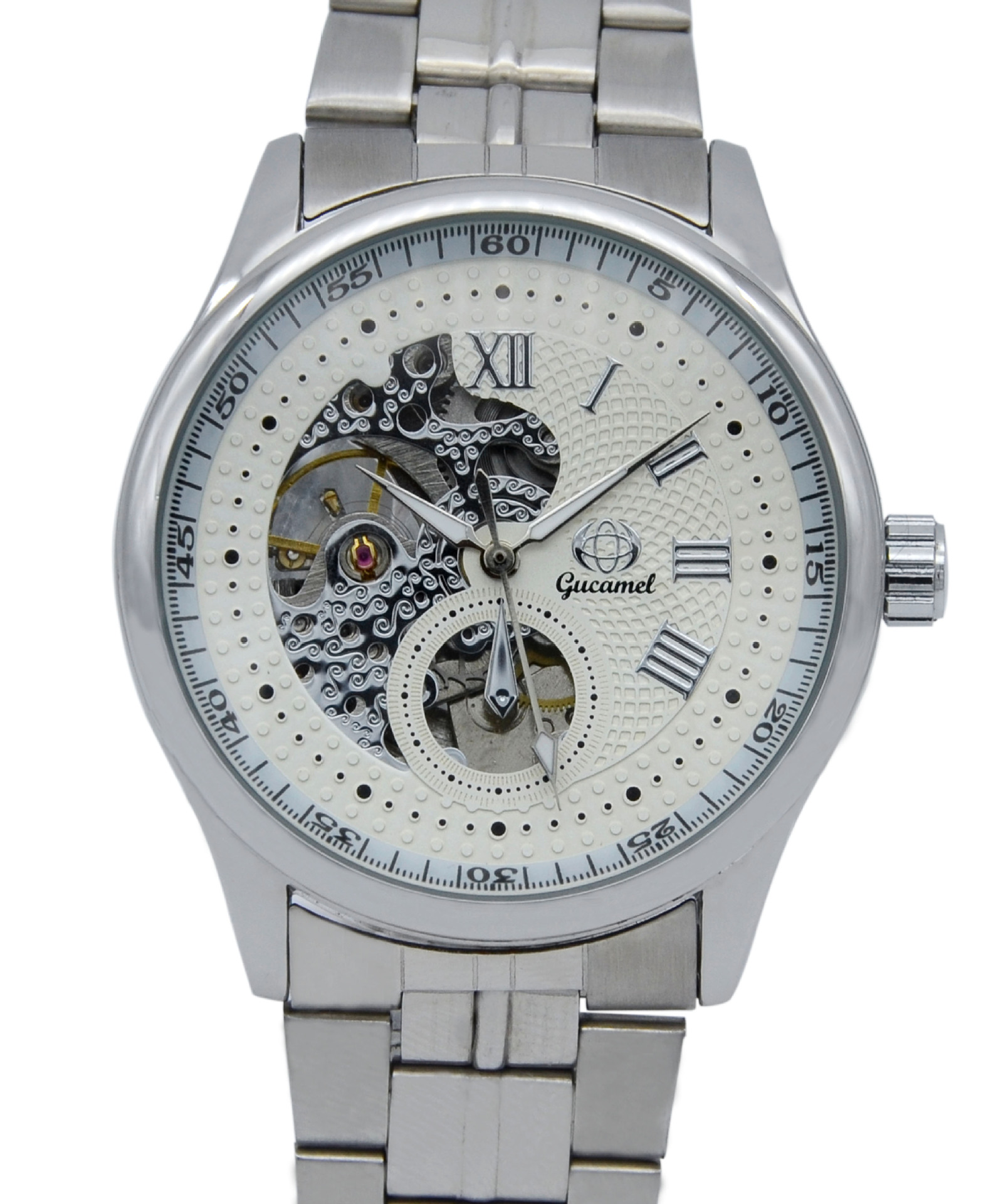 Upscale Fashion Business Steel Strip Belt Fully Automatic Hollow Mechanical Men Watch