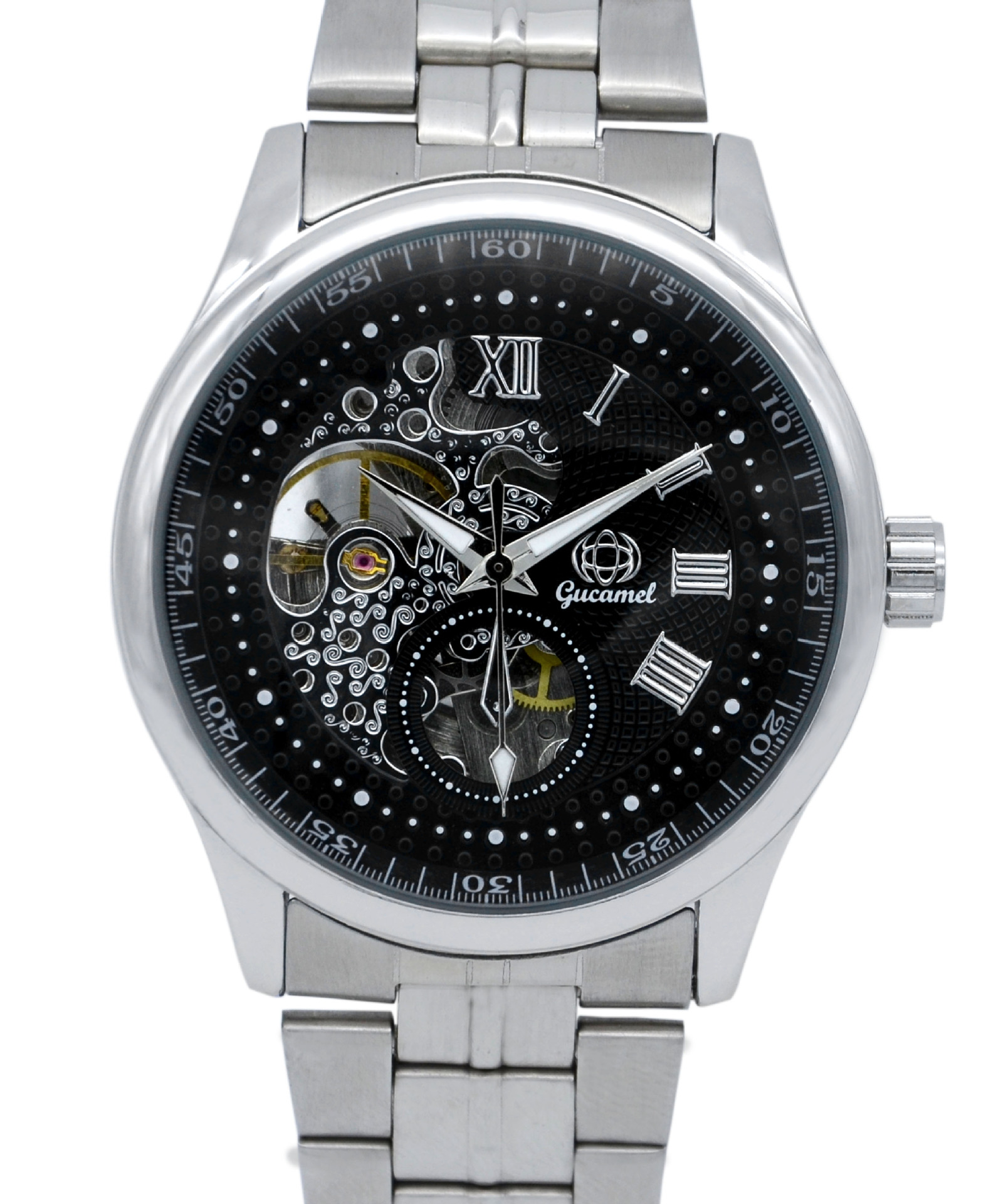Upscale Fashion Business Steel Strip Belt Fully Automatic Hollow Mechanical Men Watch