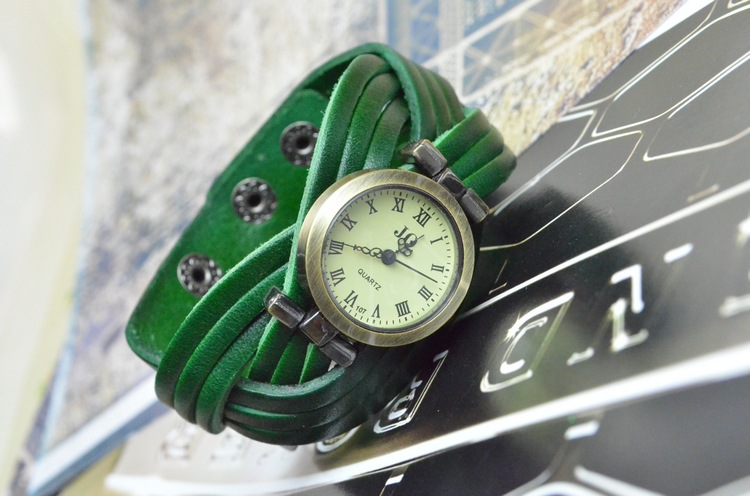 Calfskin Bracelet Hand made Weave Twist Watch  men and women quartz Watch