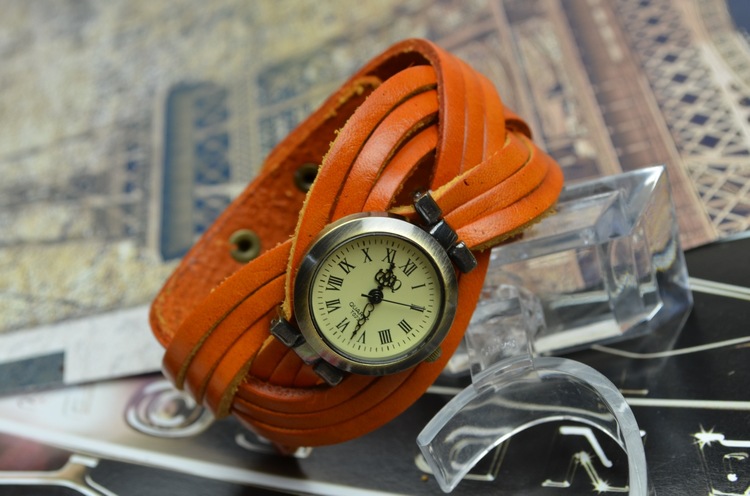 Calfskin Bracelet Hand made Weave Twist Watch  men and women quartz Watch