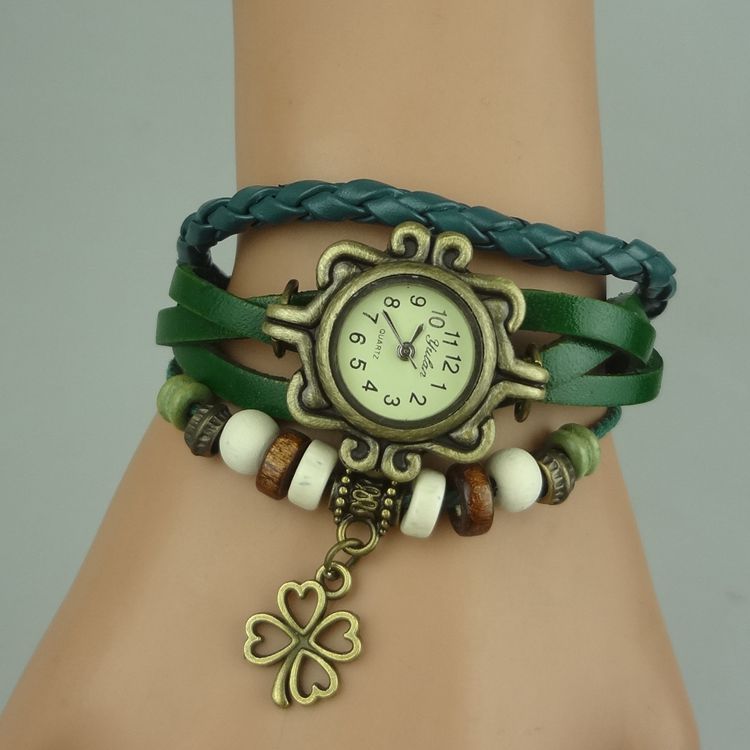 Retro Watch happy Clover Ms Bracelet Retro Artificial prepared by Female table