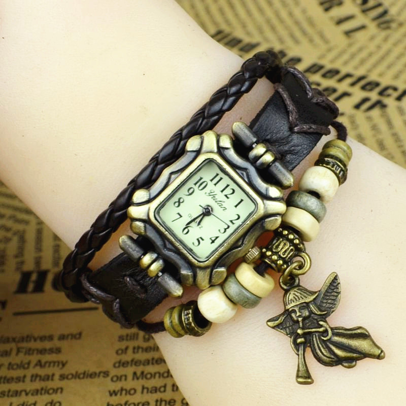 Retro Watch  Full hand Weave Ms Bracelet angel Flute child fashion trend Watch