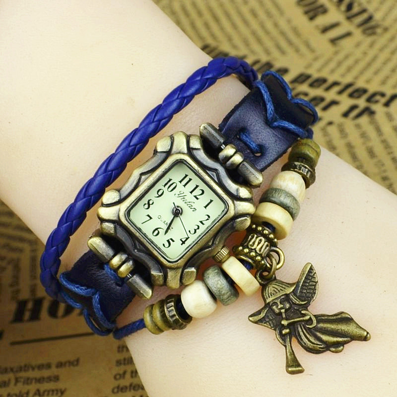 Retro Watch  Full hand Weave Ms Bracelet angel Flute child fashion trend Watch