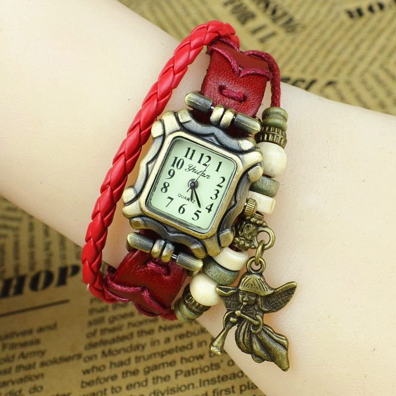 Retro Watch  Full hand Weave Ms Bracelet angel Flute child fashion trend Watch