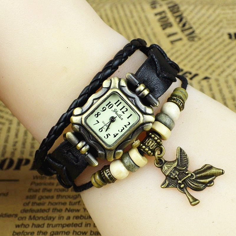 Retro Watch  Full hand Weave Ms Bracelet angel Flute child fashion trend Watch