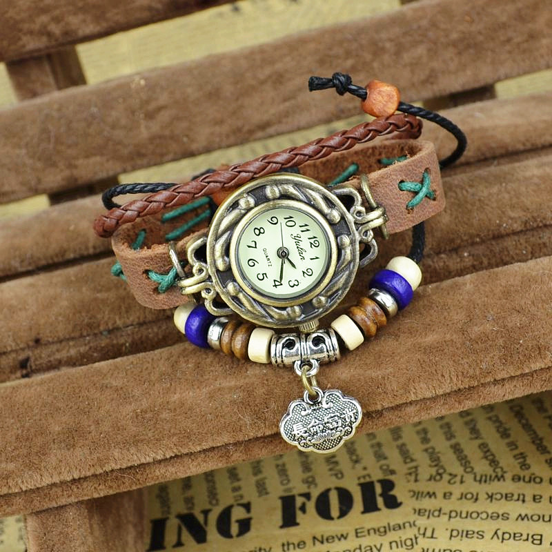 Retro Hand made Watch  student Bracelet   Ms Genuine Leather fashion trend Bracelet