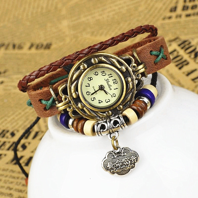 Retro Hand made Watch  student Bracelet   Ms Genuine Leather fashion trend Bracelet