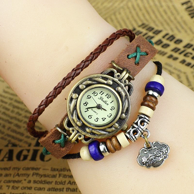 Retro Hand made Watch  student Bracelet   Ms Genuine Leather fashion trend Bracelet