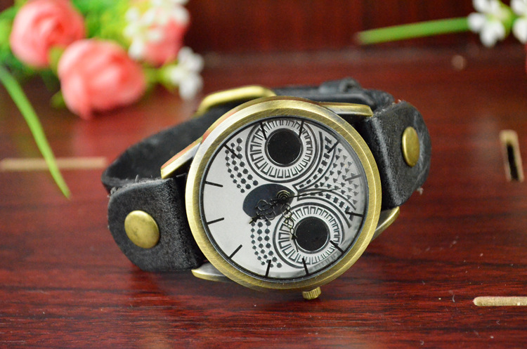 Retro Watch   Western style owl Watch Retro Genuine Leather Fashion trend Watch