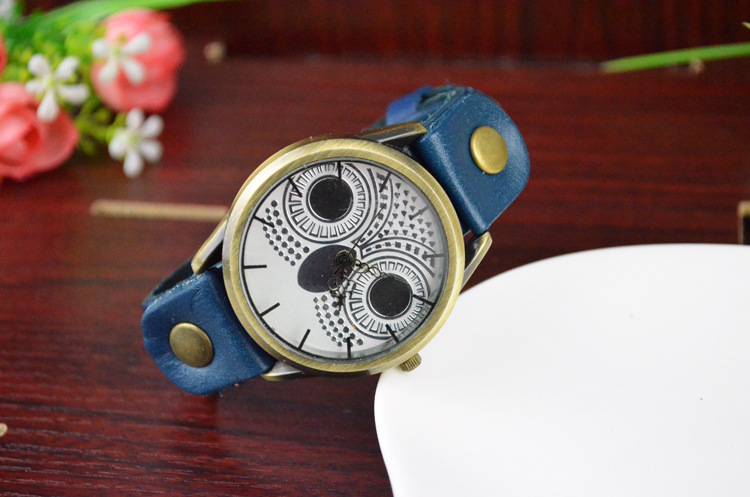 Retro Watch   Western style owl Watch Retro Genuine Leather Fashion trend Watch
