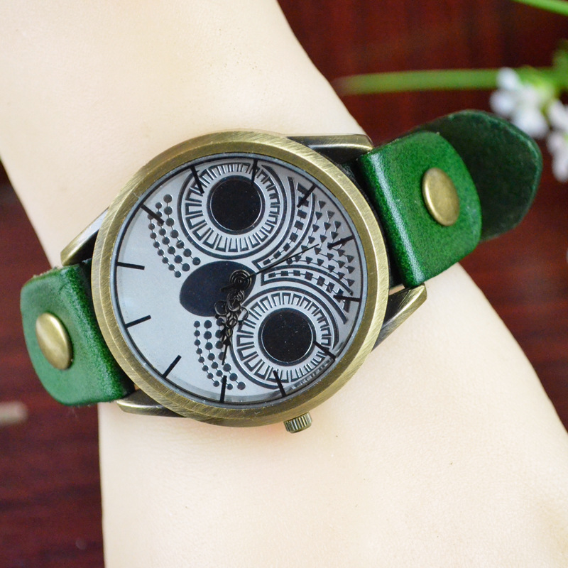 Retro Watch   Western style owl Watch Retro Genuine Leather Fashion trend Watch