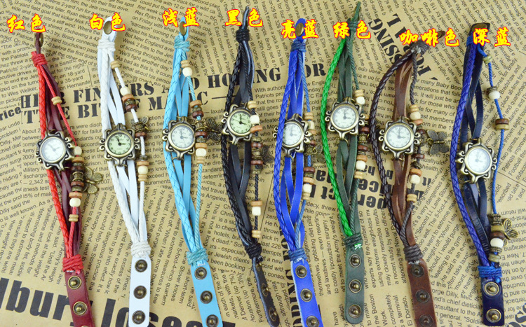 Retro Bracelet   Green bronze Round head   Eiffel Tower Watch Small fresh Fashion Ladies table