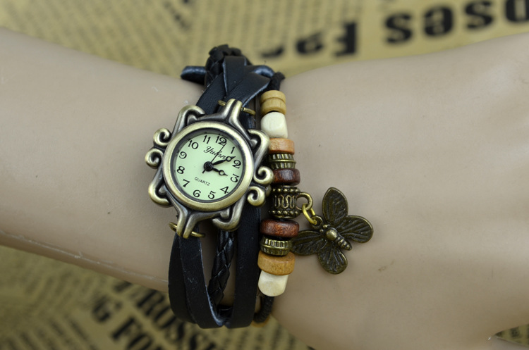 Retro Bracelet   Green bronze Round head   Eiffel Tower Watch Small fresh Fashion Ladies table