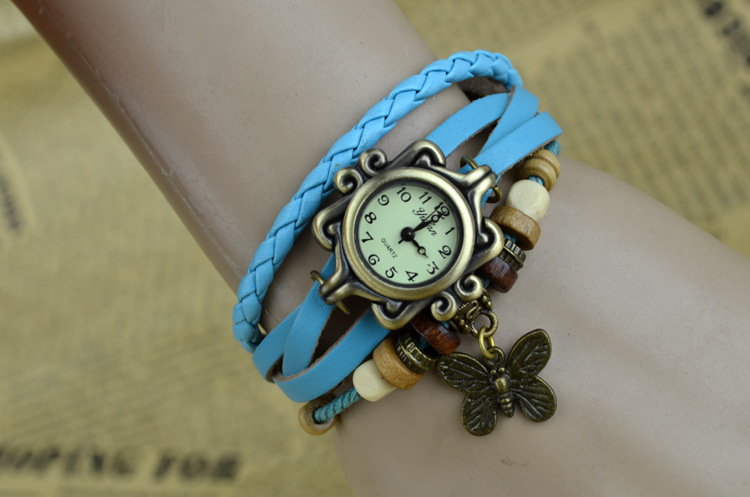 Retro Bracelet   Green bronze Round head   Eiffel Tower Watch Small fresh Fashion Ladies table