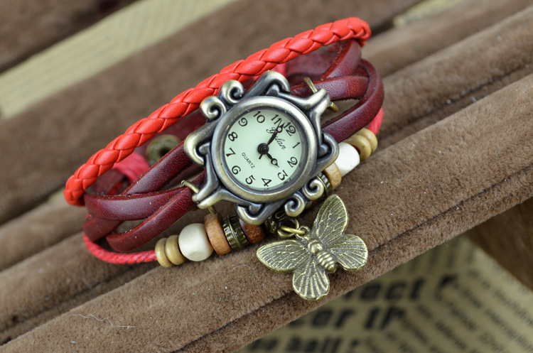 Retro Bracelet   Green bronze Round head   Eiffel Tower Watch Small fresh Fashion Ladies table