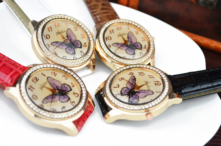 Watch fashion Rhinestones Alloy shell Ms Watch  popular butterfly Fashion table