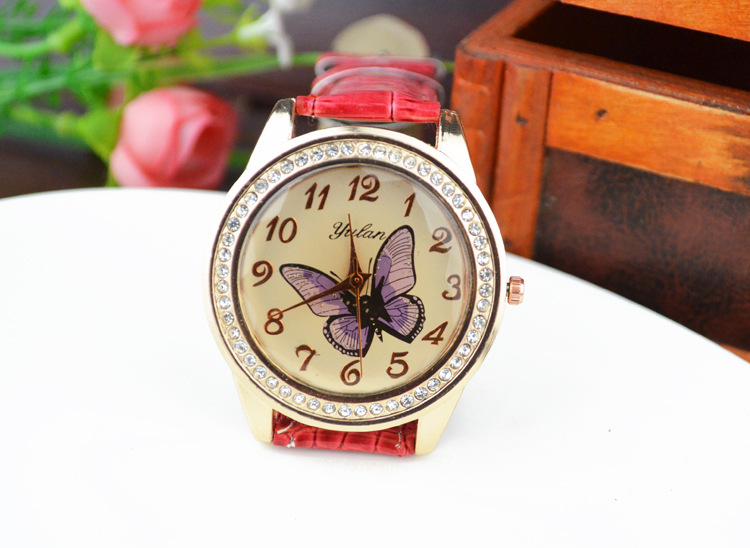 Watch fashion Rhinestones Alloy shell Ms Watch  popular butterfly Fashion table