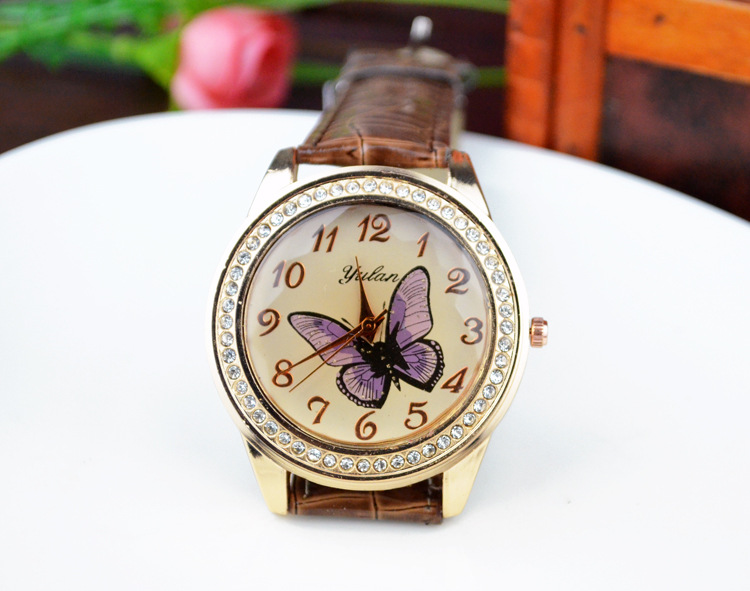 Watch fashion Rhinestones Alloy shell Ms Watch  popular butterfly Fashion table