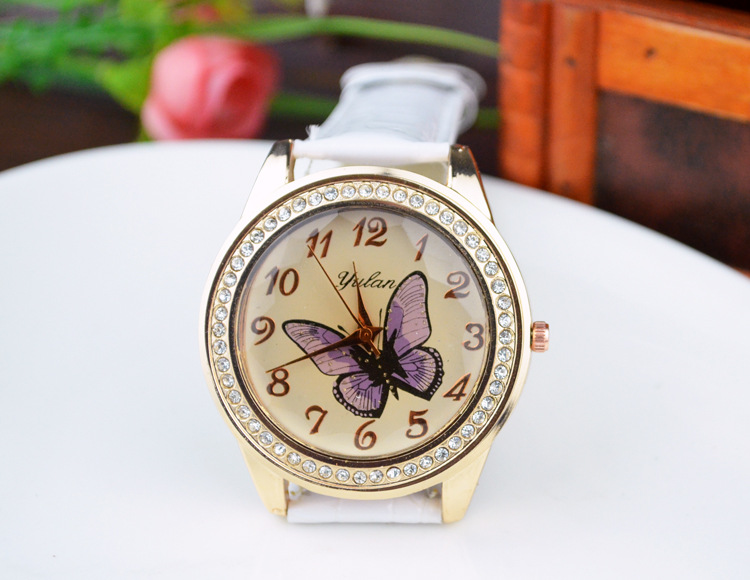 Watch fashion Rhinestones Alloy shell Ms Watch  popular butterfly Fashion table