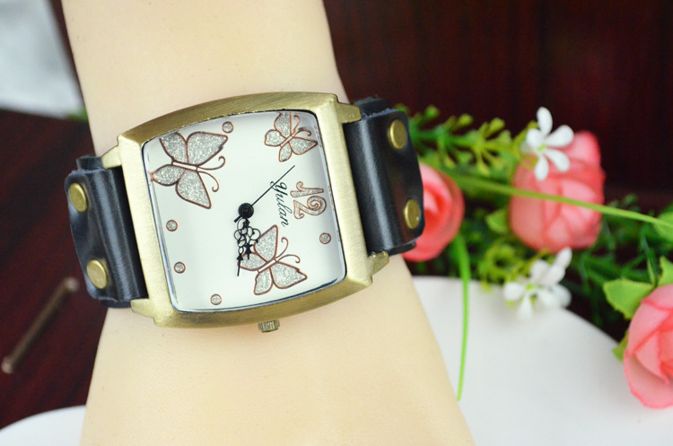 Retro Watch  blue Mirror Cool Western style Big head fashion trend Ms Watch