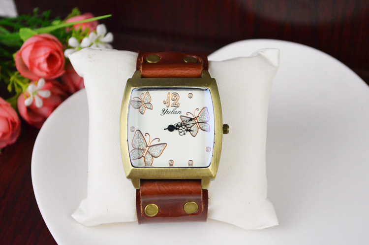 Retro Watch  blue Mirror Cool Western style Big head fashion trend Ms Watch