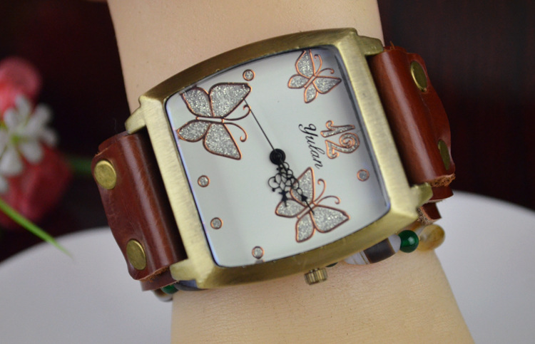 Retro Watch  blue Mirror Cool Western style Big head fashion trend Ms Watch