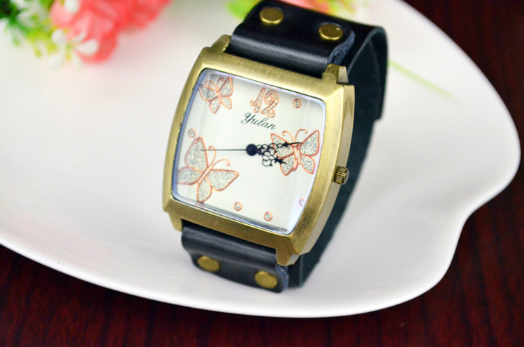 Retro Watch  blue Mirror Cool Western style Big head fashion trend Ms Watch